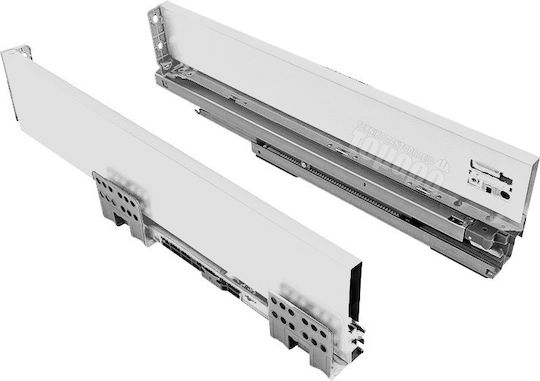 Hugobox Οδηγοί-συρταριού Πλαϊνοί Φρένο Slim Λευκό 199x500mm 2τεμ
