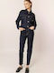 Hoch tailliert Damenjeans mit Rissen in Enger Passform D.K Blue Denim