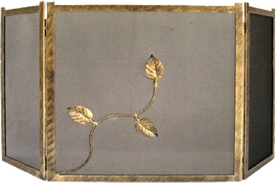 GTMED Metallic Fireplace Screen with 3 Panels 90x50cm Copper