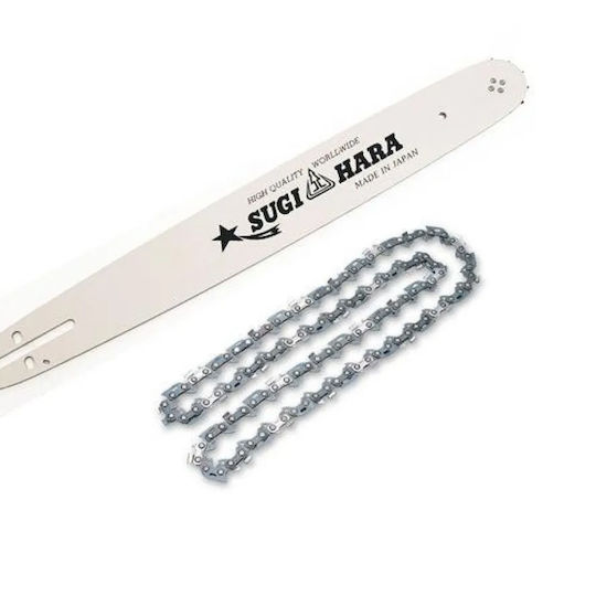 Sugihara Chainsaw Blade Chainsaw Blade Set with Chain 25cm with Pitch 1/4", Guide Bar Thickness .043"-1.1mm & Number of Drivers 60E EM1M-4K25-A/A