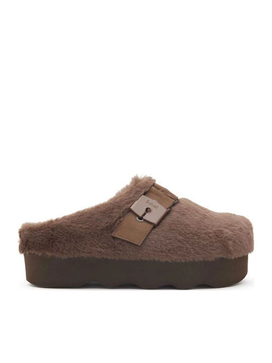 Scholl Greta Mules με Χαμηλό Τακούνι σε Καφέ Χρώμα
