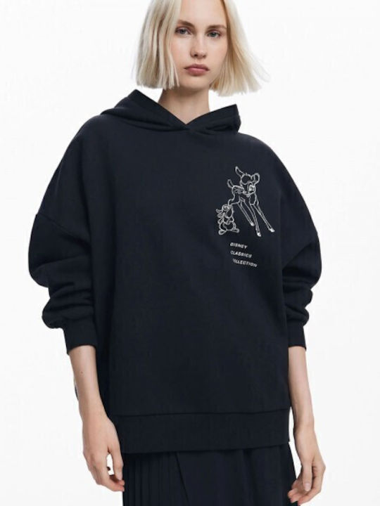 Bambi Long Women's Sweatshirt Hooded Black