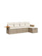 Corner Outdoor Sofa Rattan with Chest and Cushions 55x55x69cm