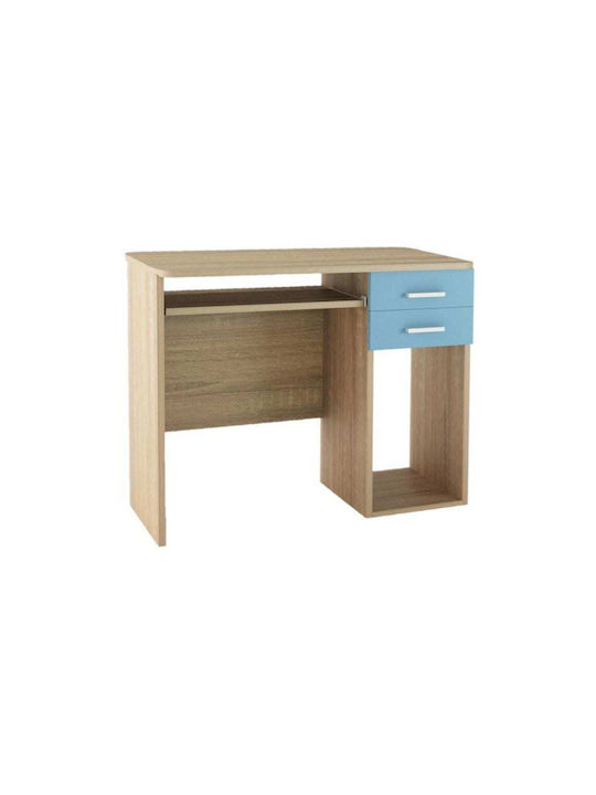 Children's Desk 2 Drawers Oak-Sky Blue Greek Made