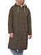 Women's Long Parka Jacket for Winter with Hood Green