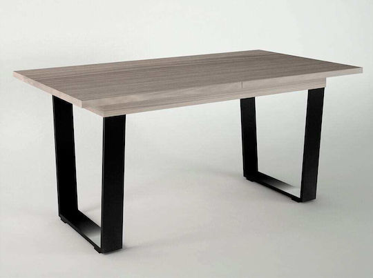 Hephaestus Dining Room Table Extendable Wooden with Metal Frame Ash Grey 160(+40) x 90 x 80 cm