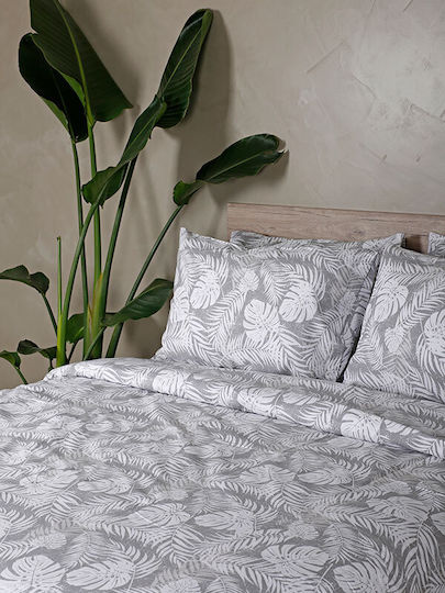 Sunshine Cotton Feelings 2038 Σετ Σεντόνια Διπλά με Λάστιχο 150x205+30εκ. Grey (4τμχ)