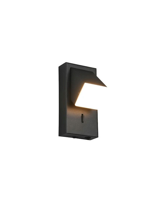 Trio Lighting Μοντέρνο Φωτιστικό Τοίχου και Διακόπτη Μαύρο 7x8.5x7εκ.
