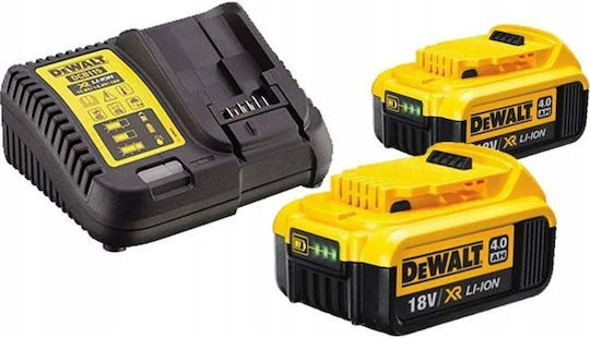DEWALT Σετ 2 Μπαταριών Εργαλείου 230V με Χωρητικότητα 4Ah