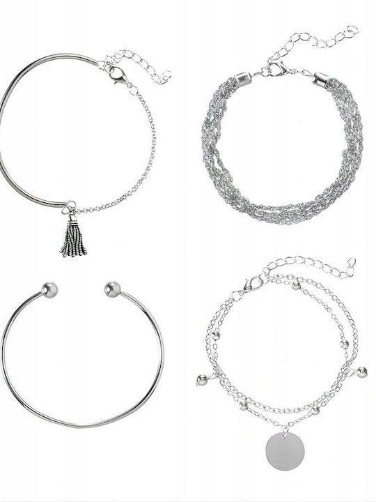 Boho Retro Punk Set mit Armband & Anhänger aus Silber