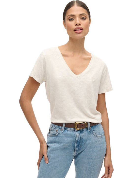 Superdry Women's Blouse with V Neckline Beige