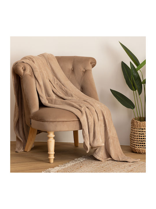 Atmosphera Soft Velvet Blanket Semi-Double 180x230cm Beige
