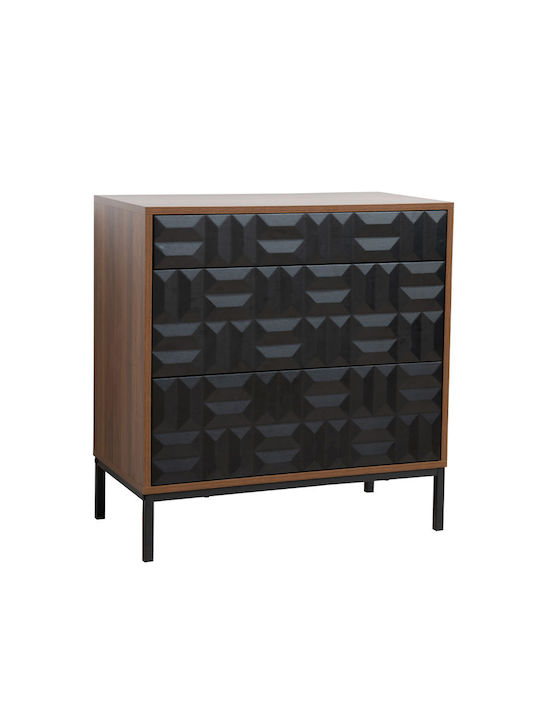 Συρταριέρα Креватокамарас Дървена Zuma Walnut Black 75.5x40x75.5бр
