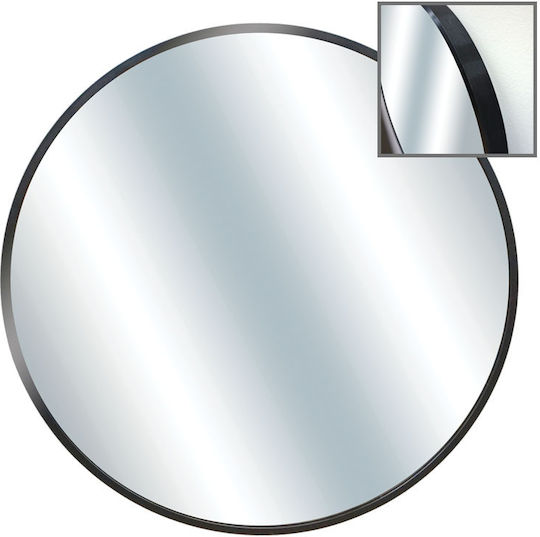 Marhome Wall Mirror with Black Metallic Frame Diameter 80cm 1pcs