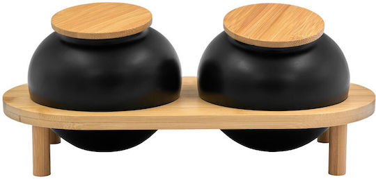 InTheBox Set 2 Pieces General Use Food Jars with Lid Porcelain Black 33x13x33cm