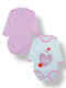 Babydom Комплект Бебешко Боди Дълъг ръкав Pink, White 2бр