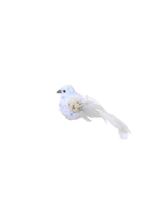 Hängendes Ornament Vogel Weiß 5x13cm