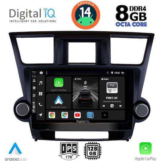 Digital IQ Ηχοσύστημα Αυτοκινήτου για Toyota Highlander 2008-2015 (Bluetooth/USB/AUX/WiFi/GPS/Apple-Carplay/Android-Auto) με Οθόνη Αφής 10"