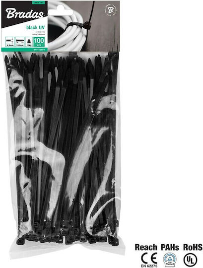 Bradas Δεστρακια Μαυρα 200χ3.6mm Ts11-36200b
