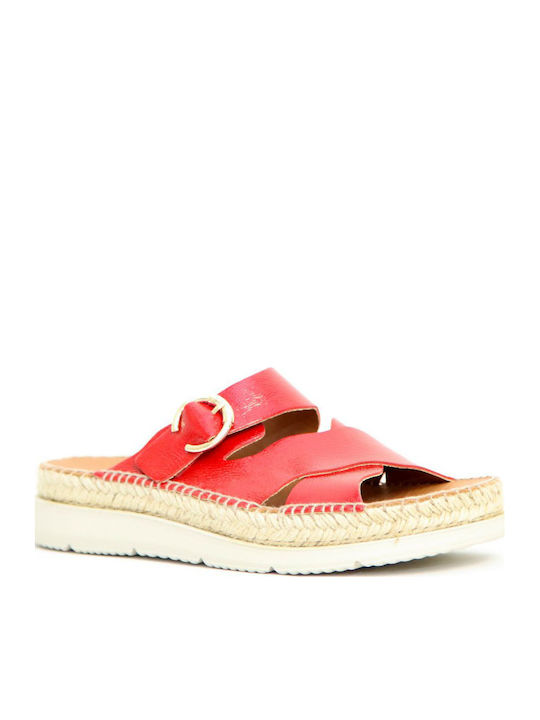 Leder Flache Sandalen für Damen in Rot Farbe