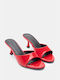 Mules with Chunky High Heel in Red Color