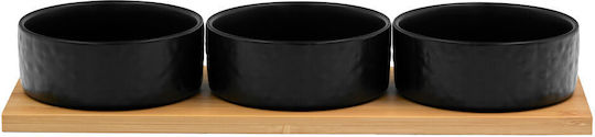 InTheBox Serving Bowl Round made of Porcelain Black with Diameter 29cm 3pcs