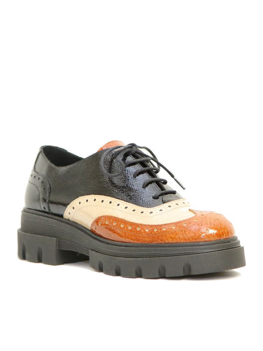 Leder Damen Oxfords in Schwarz Farbe