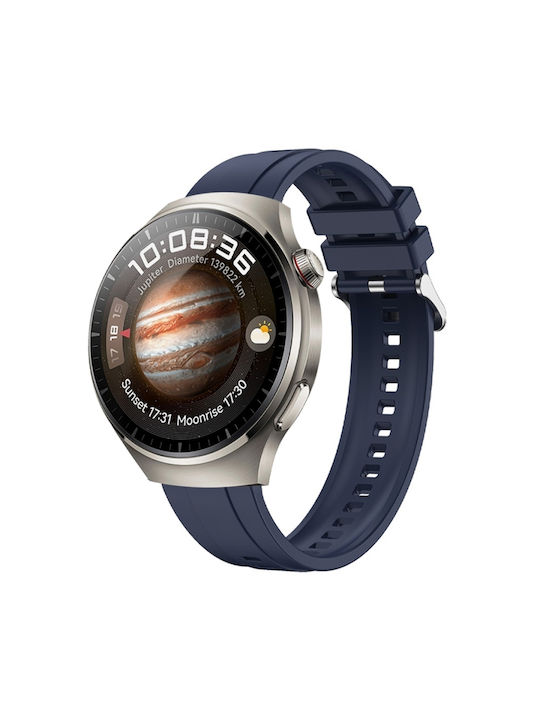 Huawei Watch 4 Pro Reifenmuster Silberne Schnalle Silikonarmband Mitternachtsblau
