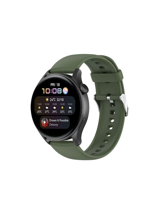 Huawei Watch 4 Watch 4 Pro Μονόχρωμο Λουράκι Ρολογιού Σιλικόνη Ανοξείδωτο Ατσάλι Σκούρο Πράσινο