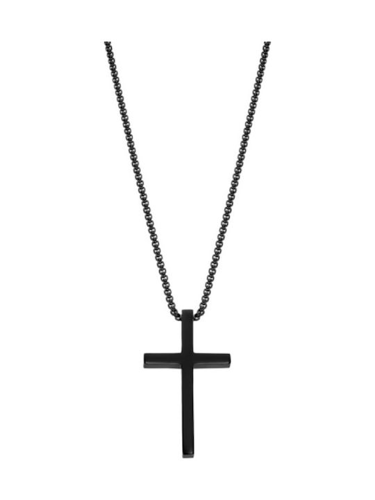 Lotus Watches Black Men's Cross from Steel with Chain