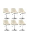 Bar Stools with Backrest & Adjustable Height Cream 6 pcs 46x44x62.5-77.5 cm