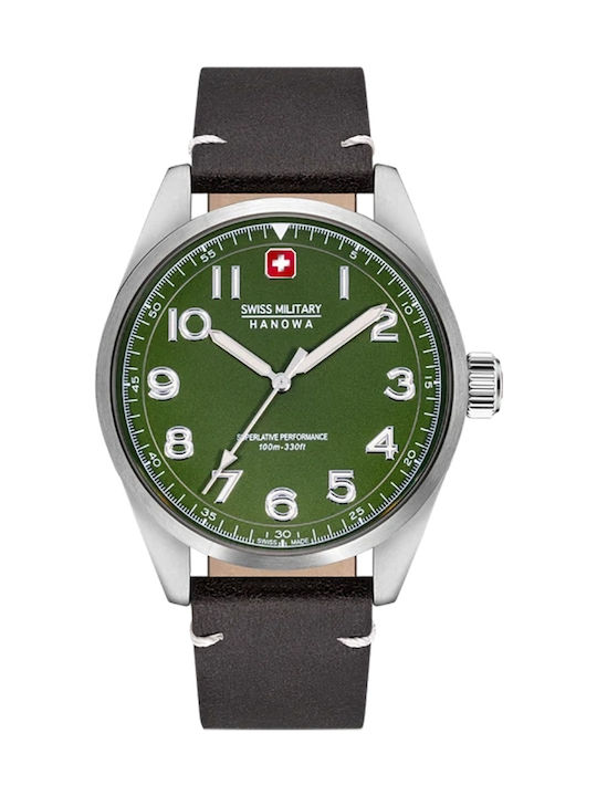 Swiss Alpine Military by Grovana Men's Watch 42mm Battery with Black Leather Strap