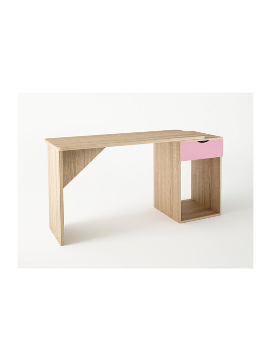 Birou pentru copii din Melamină Oak / Pink 130x55x80cm