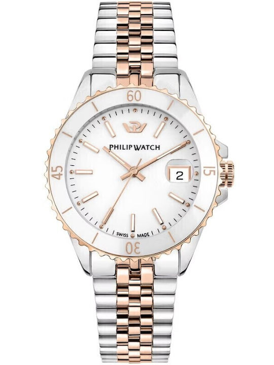 Philip Watch Γυναικείο Ρολόι Μπαταρίας με Ασημί Μεταλλικό Μπρασελέ