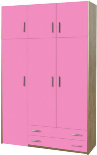 Three Door Wardrobe Pink 50x50x240cm