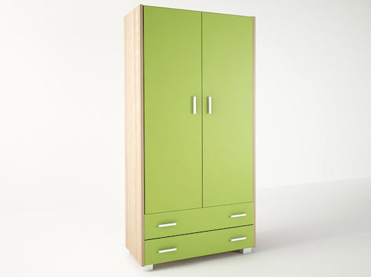Ușă dublă Dulap cu 2 Sertare Verde 50x50x180cm