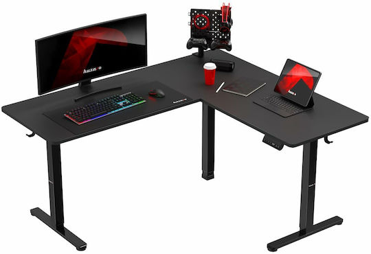 Birou De Jocuri Electric Din Lemn Negru Cu Picioare Metalice Și Înălțime Reglabilă 160x60cm