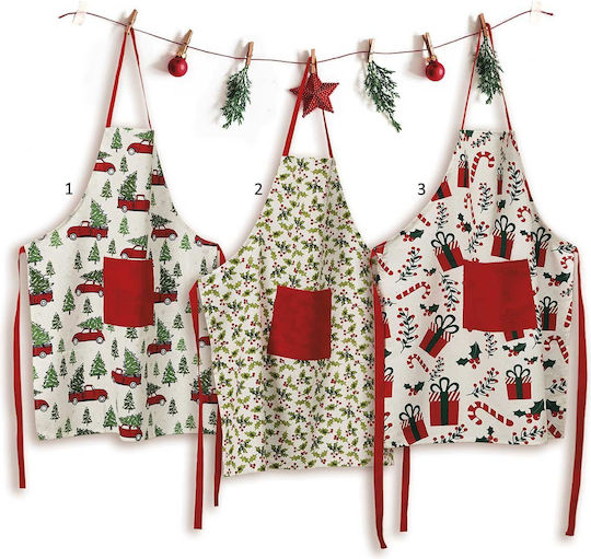 Whitegg Christmas Kitchen Αpron Fabric L60xW80cm. (Μiscellaneous Designs/Colors)