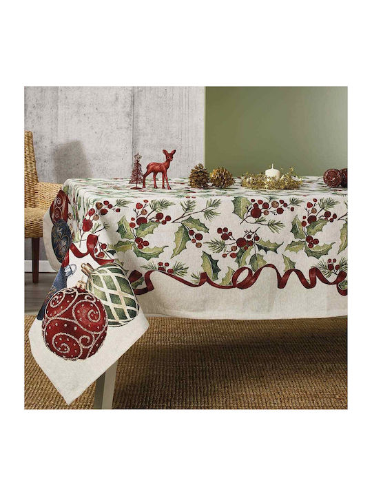 Whitegg Christmas Tablecloth Fabric Red L160xW270cm.