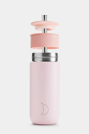 Chilly's Series 2 Switch Glass Thermos Stainless Steel BPA Free 500ml BLUSH PINK with Straw