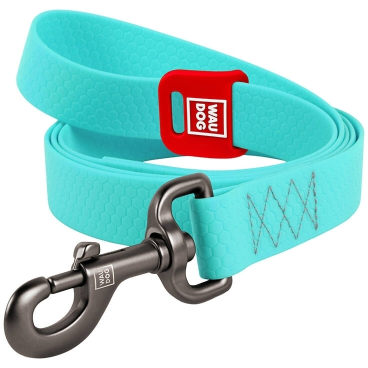 WAUDOG waterproof light accumulating dog leash 25mm wide, 183 cm long blue
