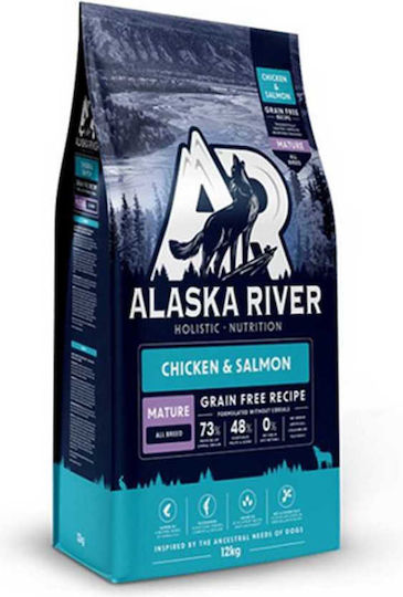 Alaska River 12kg Ξηρά Τροφή χωρίς Σιτηρά για Ηλικιωμένους Σκύλους με Κοτόπουλο και Σολομό