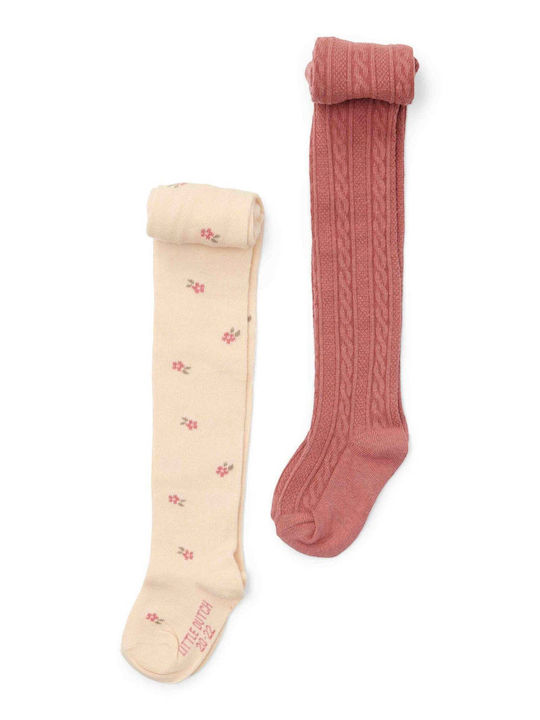 Little Dutch Set Kids Tights Sand, Warm Rose