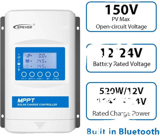 Controler de încărcare solară Epever 40A curent maxim 150V tensiune circuit deschis Xtra4215N G3 BLE 40