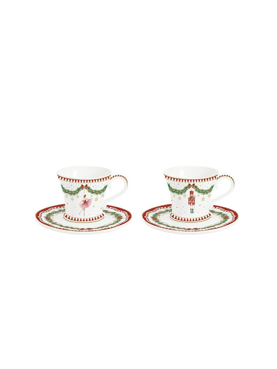 Easy-Life Set of Cups Coffee Porcelain Brown 80ml 2pcs