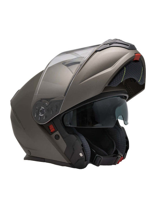 Zen ZN-918 Titanium/Grey Motorcycle Helmet Flip...