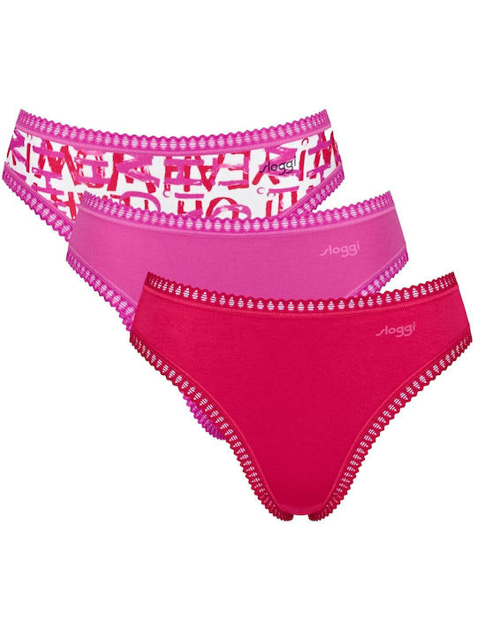 Sloggi Βαμβακερά Women's Slip 3Pack Fuchsia, Re...