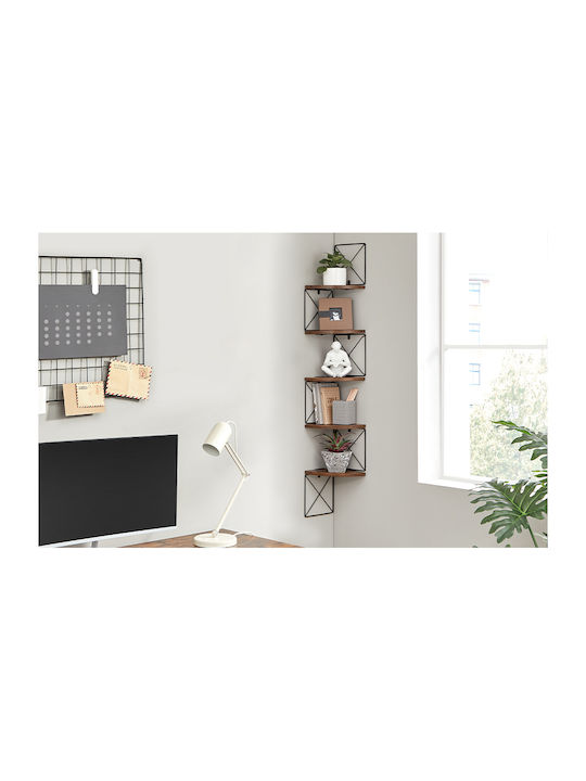 Γωνιακό Ράφι Τοίχου Rustic Brown and Black 20x20x128εκ.