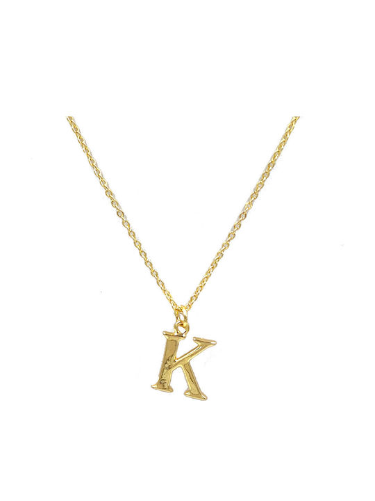 Fhs Jewlery Κολιέ Μονόγραμμα "Κ" από Επιχρυσωμένο Ατσάλι