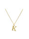 Fhs Jewlery Κολιέ Μονόγραμμα "Κ" από Επιχρυσωμένο Ατσάλι